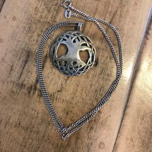 Vintage Hand Cast Sterling Silver Celtic "TREE of LIFE" Signed Pendant Necklace